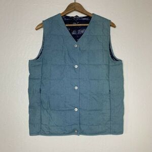 Taion Blue Pockets Sleeveless Quilted down Vest Jacket